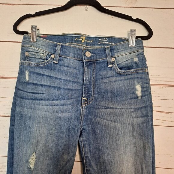 7 For All Mankind Ankle Gwenevere Skinny Jeans Distressed Size 27 7FAMK - Picture 2 of 8